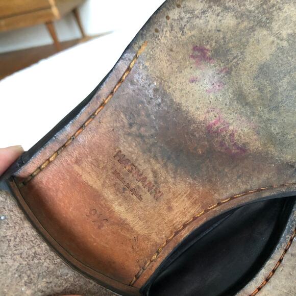 Magnanni Single-Monk Strap Dress Shoes 9 ½ B Burnished Dark Brown Leather Spain - Picture 11 of 12